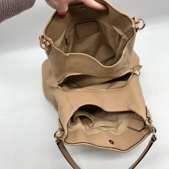 Coach Taupe Pebbled Leather Edie Shoulder Bag - Picture 10 of 11